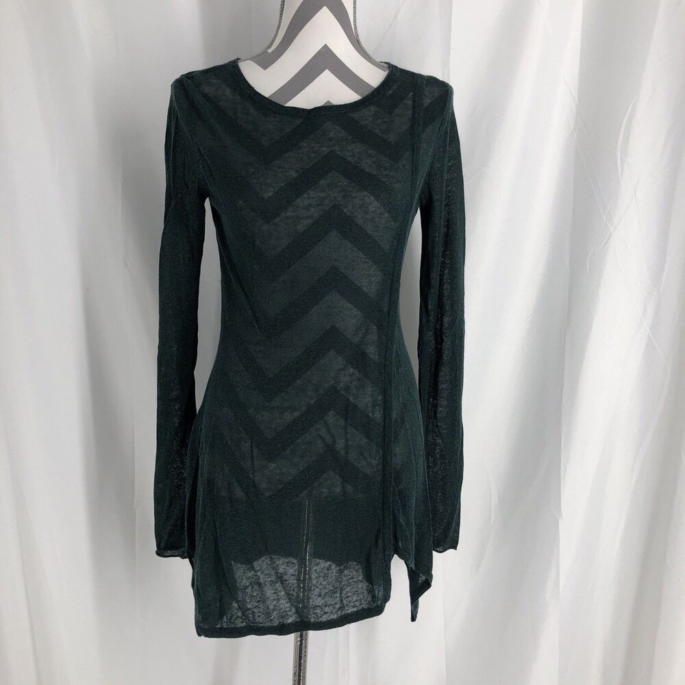 Simply Vera Pullover Tunic Top Green Long Sleeve Lightweight Soft Work Size S